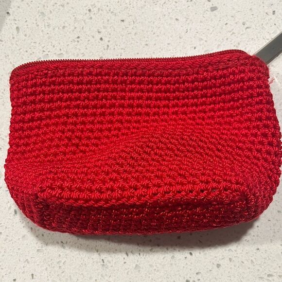 The SAK MINI Red Crochet ZIP Pouch Women Bag - Picture 1 of 4